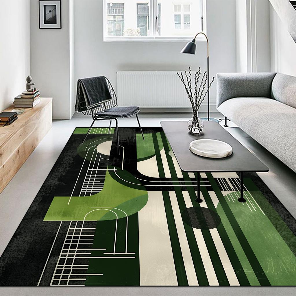 Modern Abstract Carpet Yellow Green Swirl Large Washable Rug for Living Room Bedroom Lounge Coffee Table Mat