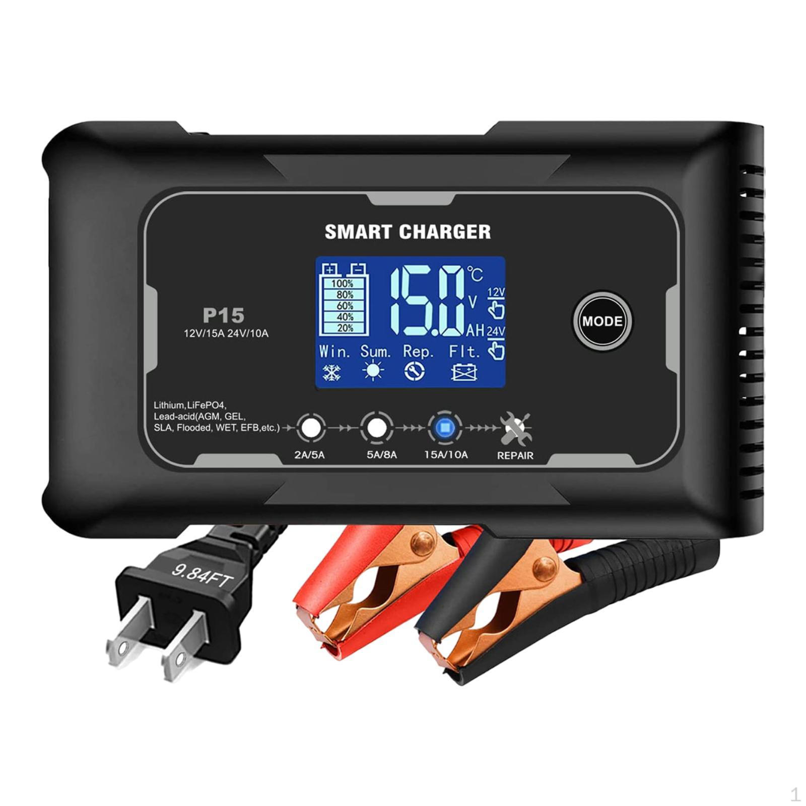 Car Battery Charger Smart Fully Automatic 12V 15A Utility Tool Maintainer