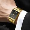 Men Business Watch Simple Rectangular Stainless Steel Calendar Waterproof Quartz Wristwatch