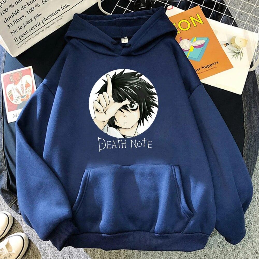 Popular Japanese Unisexga Death Note L·Lawliet Hoodies Unisex Anime Hoody Fashion Streetwear Loose Oversize Sweatshirts Fleece Clothes