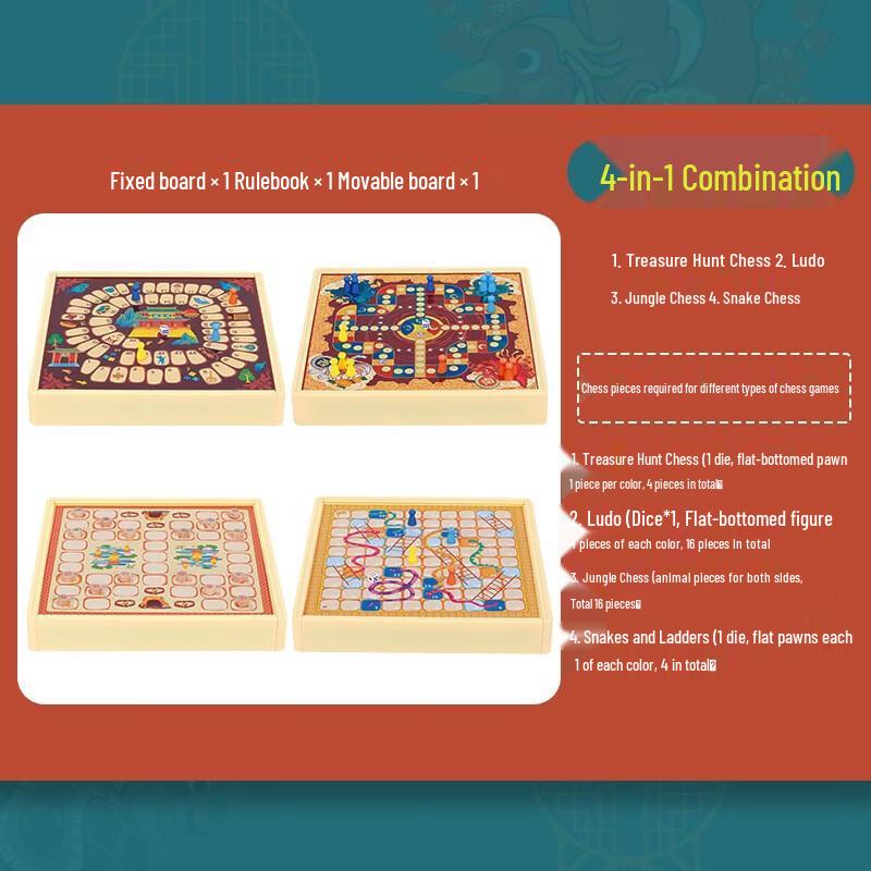 Kids  4-in-1 Multi-Game Board Set