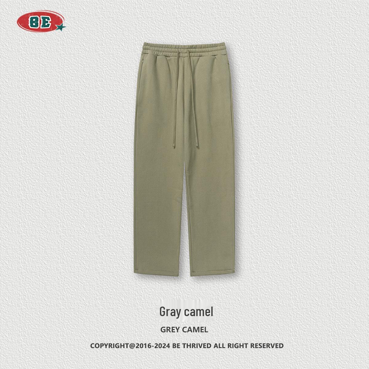

BE Men s 2025 Autumn/Winter Youth Loose Fleece-Lined Straight-Leg Knit Sweatpants with Invisible Zipper XXL