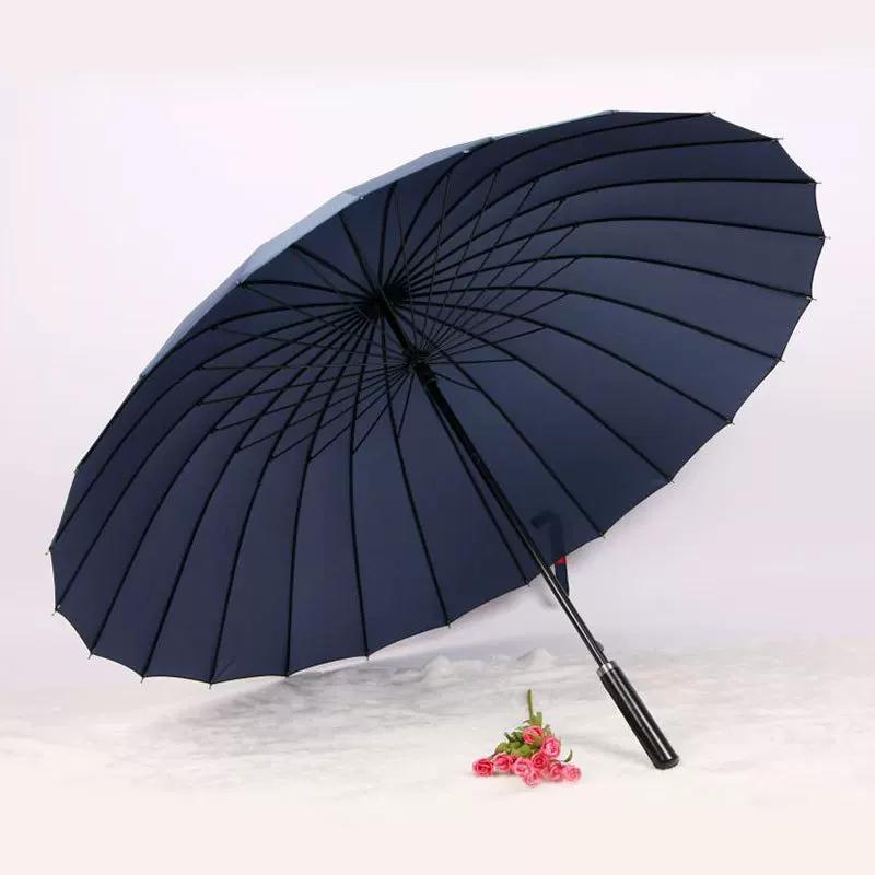 Ombrello Automatico Rinforzato Antitempesta Extra Large, 24 Stecche, Manico Lungo Dritto per Uomo, Ombrello Grande con Manico Dritto Doppio Spessore