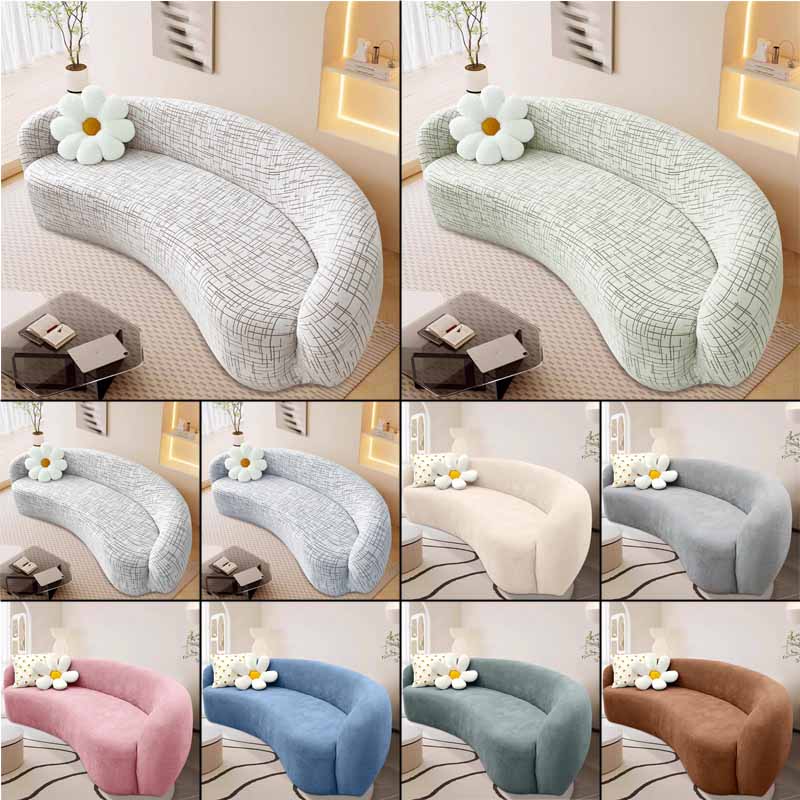 Dehnbarer halbkreisförmiger geschwungener Sofabezug, Formschoner für Sofas für Hunde, Jacquard Boho Ecksofa Überwurf