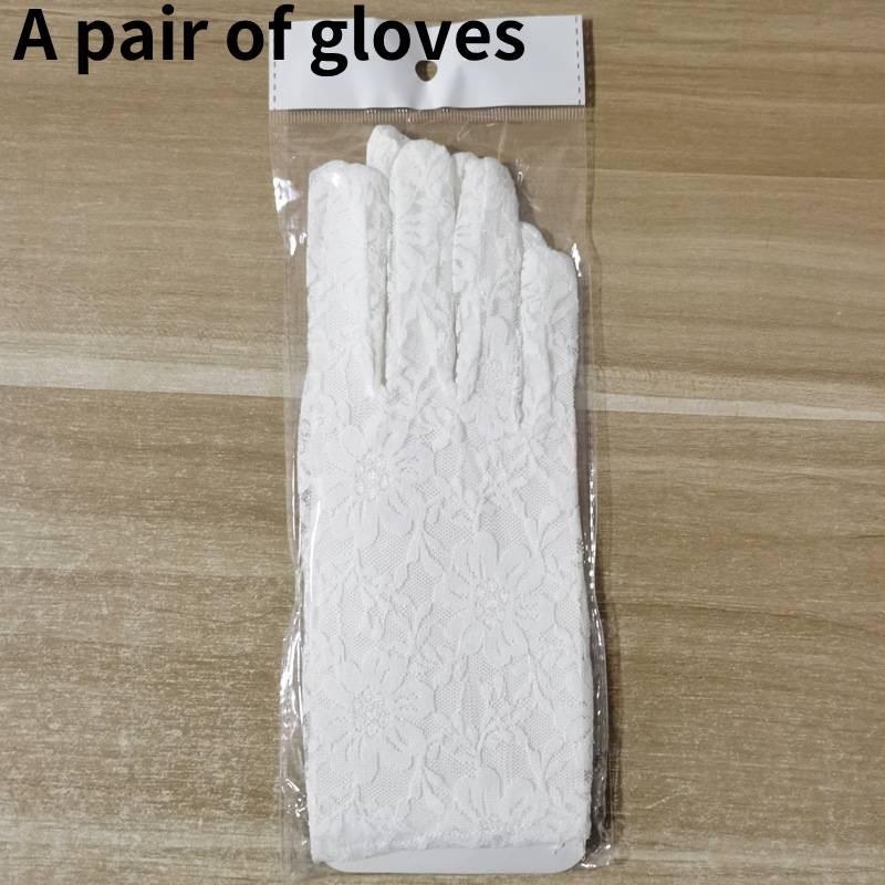 Stylish Short Mesh Gloves For Bride's Wedding Attire And Daily Wear In Soft White