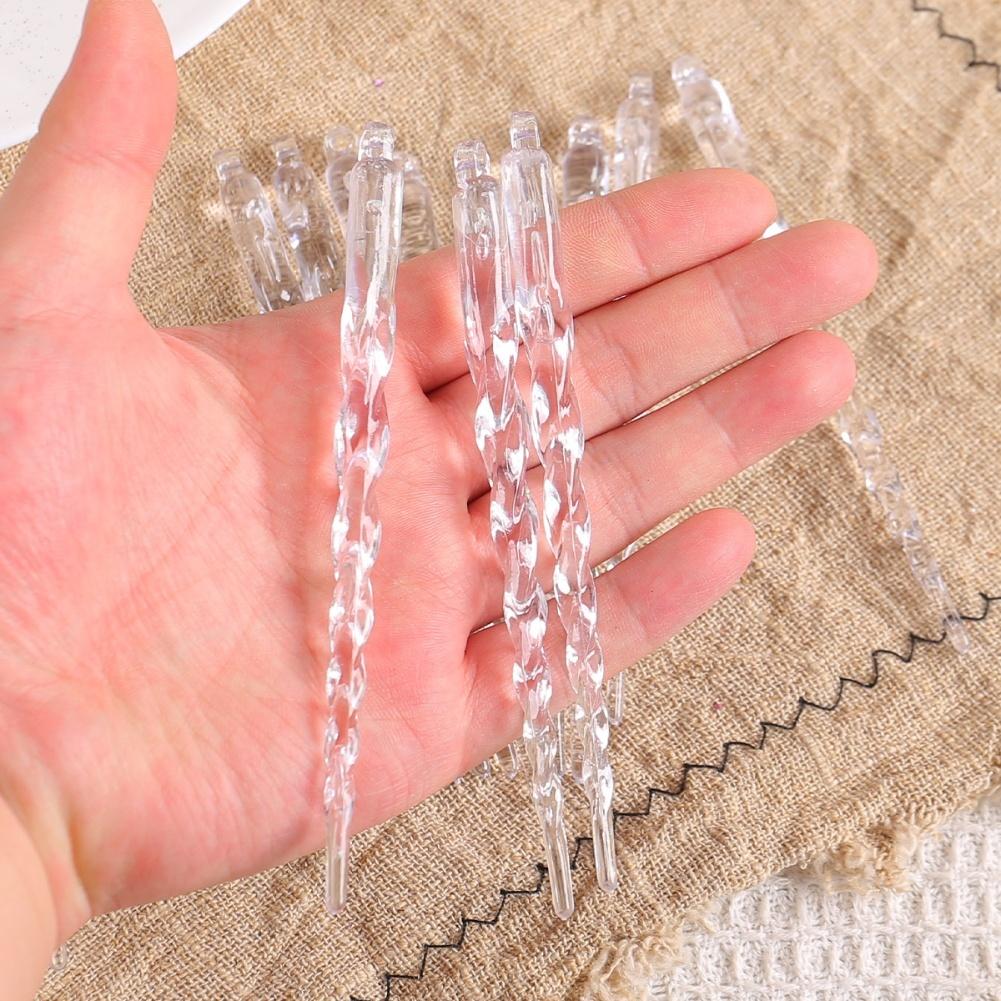 12Pcs Crystal-Clear Icicle Ornaments Icicles Pendant Set Christmas Tree Decoration With Cord For Xmas & Winter Party Decoration
