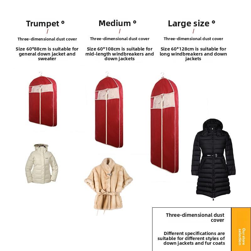 Breathable New Three-dimensional Coat Fur Clothes Dust Cover Extended Down Jacket Mink Dust Bag Cover Hanging Household Use caffè