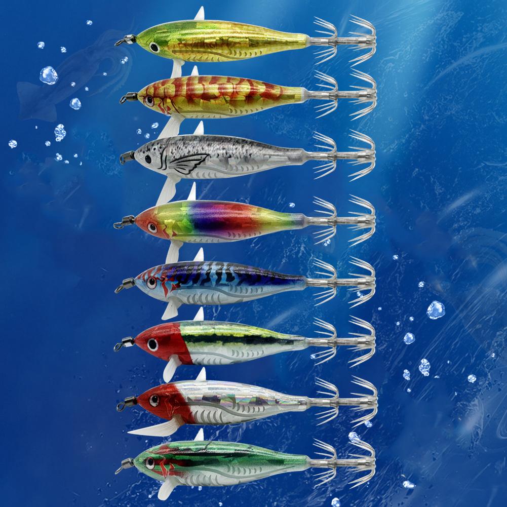 Horizontal Wood Shrimp 5g Laser Luminous Floating Egi Lure Fake Baitex Squid Jigging Shrimp Hook Cuttlefish Fishing Baits Night Fishing Hook Hard Bait