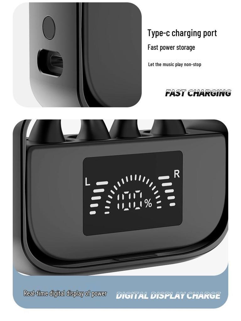 New Mini Wireless Clip-on Bluetooth Earbuds with Charging Case and Battery Display