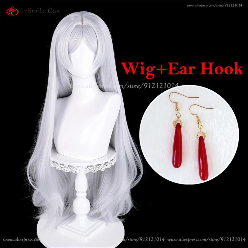 Parrucca Cosplay Frierenn 95cm Argento Bianco Resistente al Calore Capelli Sintetici Per Costumi da Donna Parrucca Cosplay Anime Halloween