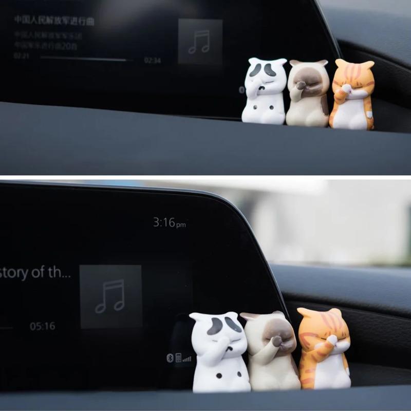 1pcs Cover Your Face Cat Figure Cartoon Anime Peripheral Kitten Doll Toy Cake Ornaments Kawaii Desk Car Interior Accessories