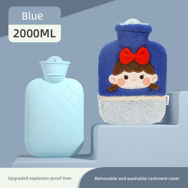 Hot Water Bottle, Thickened Explosion-Proof Hand Warmer, Small Hand Warmer Bag, Women's Belly Warmer, Plush Hot Compress Water Bag