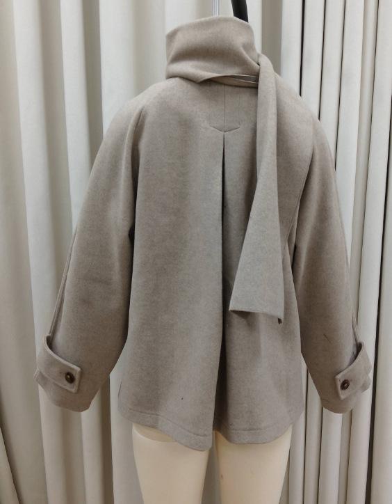 Khaki Wełniany Płaszcz z Szalikiem: Moda europejska i amerykańska