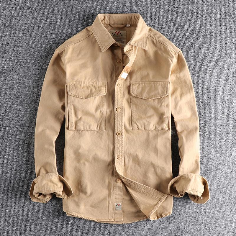 Autumn Retro Work Shirt Men's Pocket Trend Loose Jacket