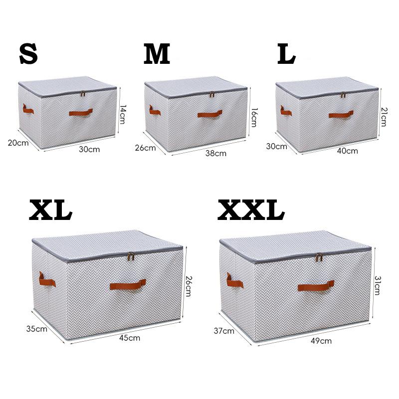 Fishbone Pattern Zipper Storage Box with Lid Home Use Organizer for Clothes Toys Bedroom Storage Container Multifunctional Wardrobe Organizer