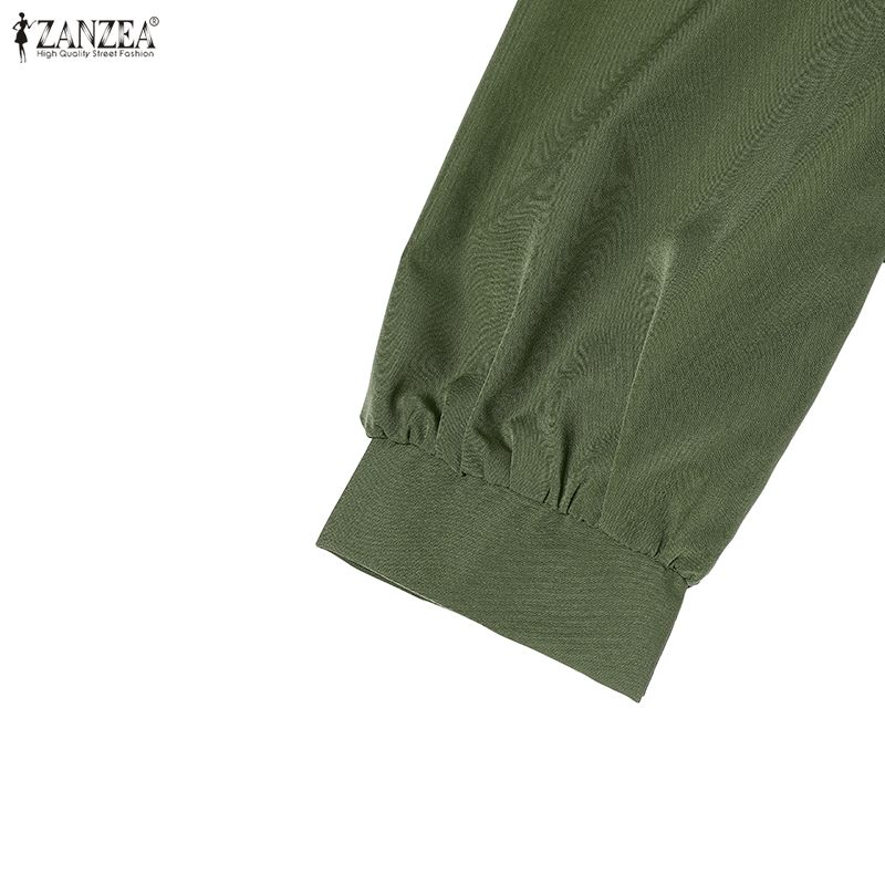 ZANZEA Abito Lungo Casual da Donna a Girocollo a Maniche Lunghe Largo con Stampa