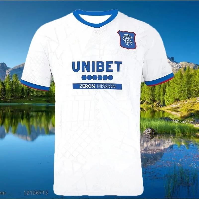 Uniforme da Calcio da Allenamento Estiva più Venduta Traspirante Unisex Maglia da Calcio a Maniche Corte da Uomo Rangers