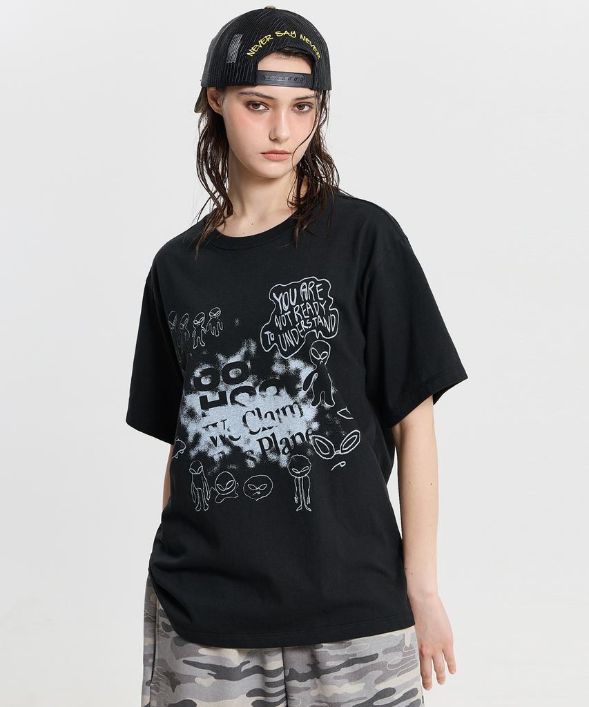 HOODHOOD Doodle Alien Short Sleeve T-Shirt Black