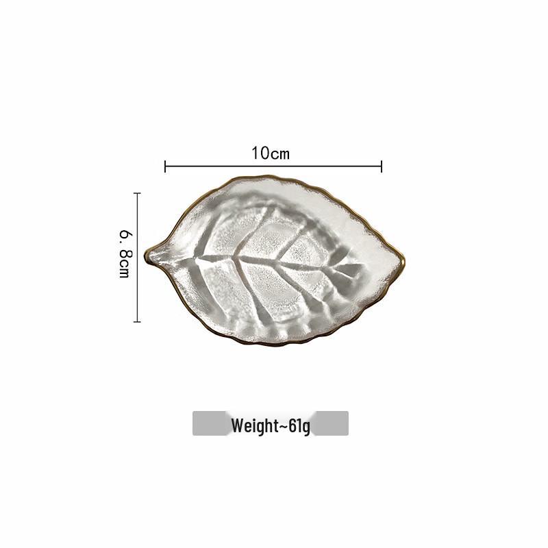 Leaf-Shaped Glass Sauce Dish with Gold Rim Leaf Dish with Gold Rim