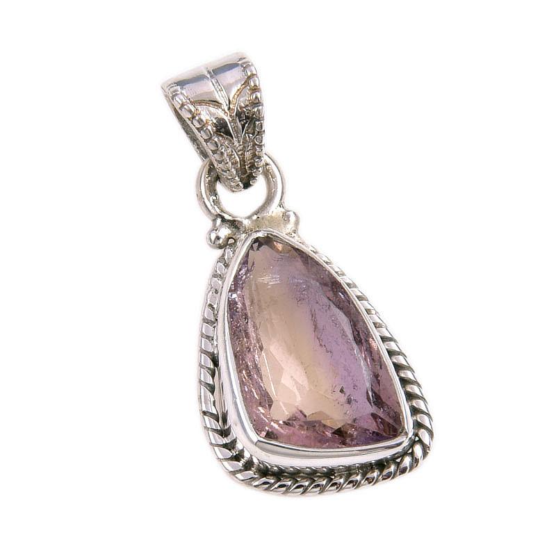 Natural Ametrine Gemstone Handmade 925 Solid Sterling Silver Pendant 1.25" U5r78