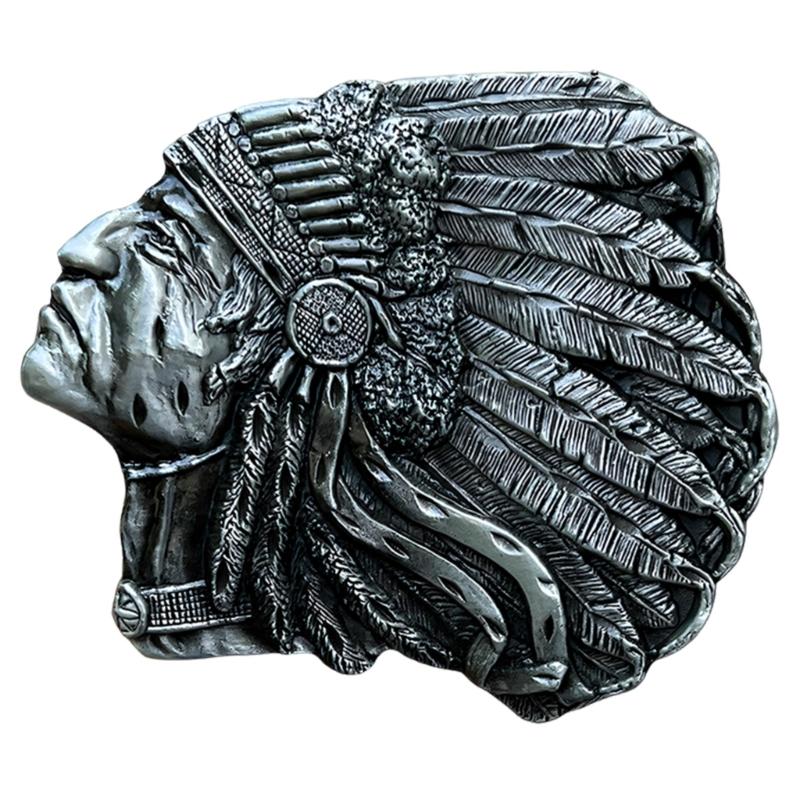 Western Styles Belt Buckle with Indian Tribal Pattern For Casual And Formal Wear Women Men Unisex Belt Clasp Accessory