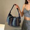 Vintage Ethnic Crossbody Bag Bohemian Tribal Pattern Hobo Purse with Adjustable Strap Casual Soft Shoulder Bag for Daily Travel