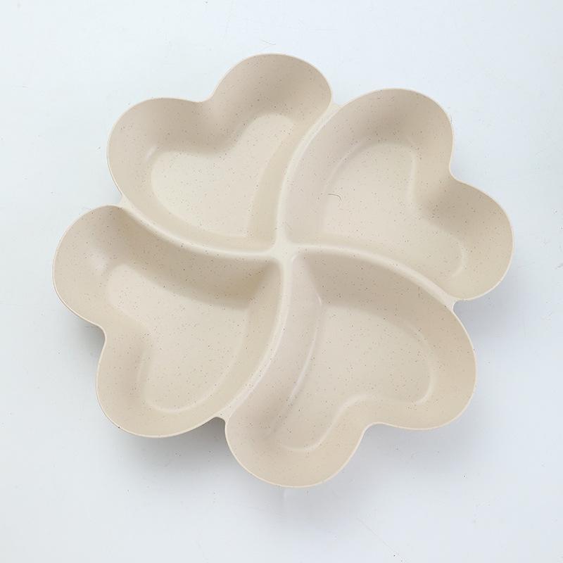 Four-Leaf Clover Drop-Resistant Divided Snack & Fruit Plate