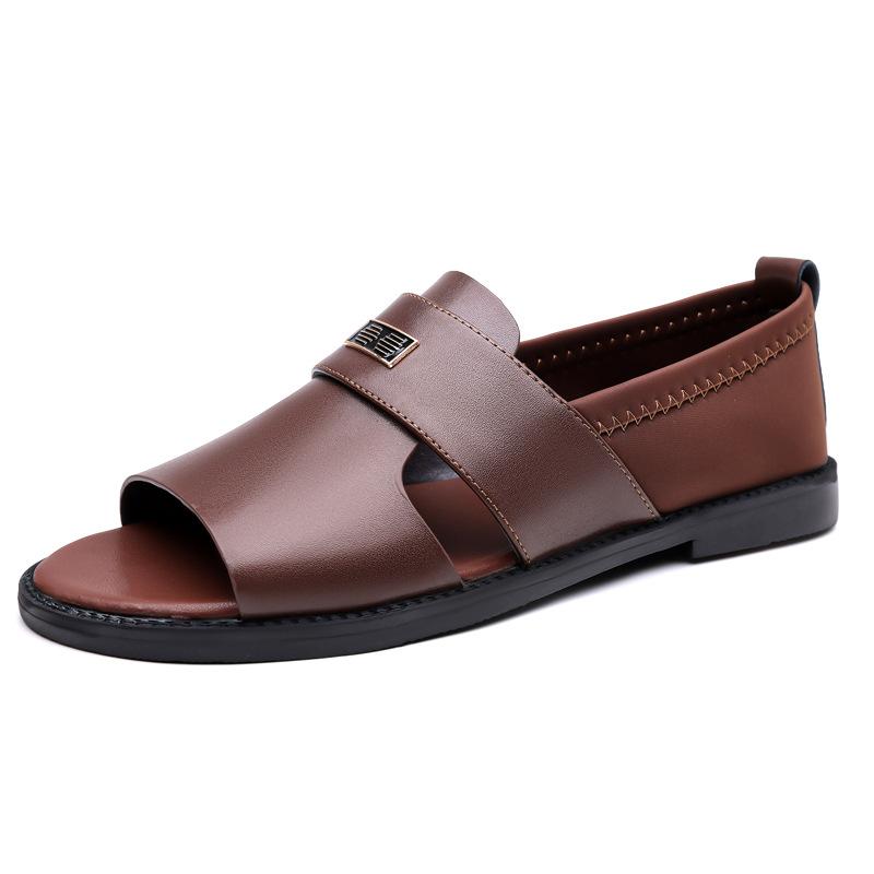 Fashion Fashion Men's Sandals High Quality Cowhide Leather Sandals Summer Peep Toe Beach Sandals for Men Outdoor Casual Sport Sandalias