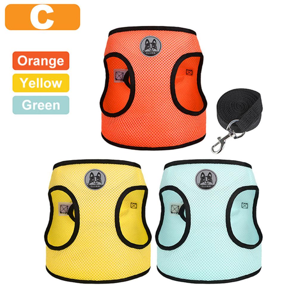 

3 шт. летняя дышащая шлейка и поводок для собак без тяги для маленьких собак, щенков, кошек, жилет, шлейка для собак, мопсов, нагрудный ремень L 6.5-11kg