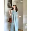 French backless sleeveless vest dress women's summer niche design sense neck sling long skirt texture advanced sense
