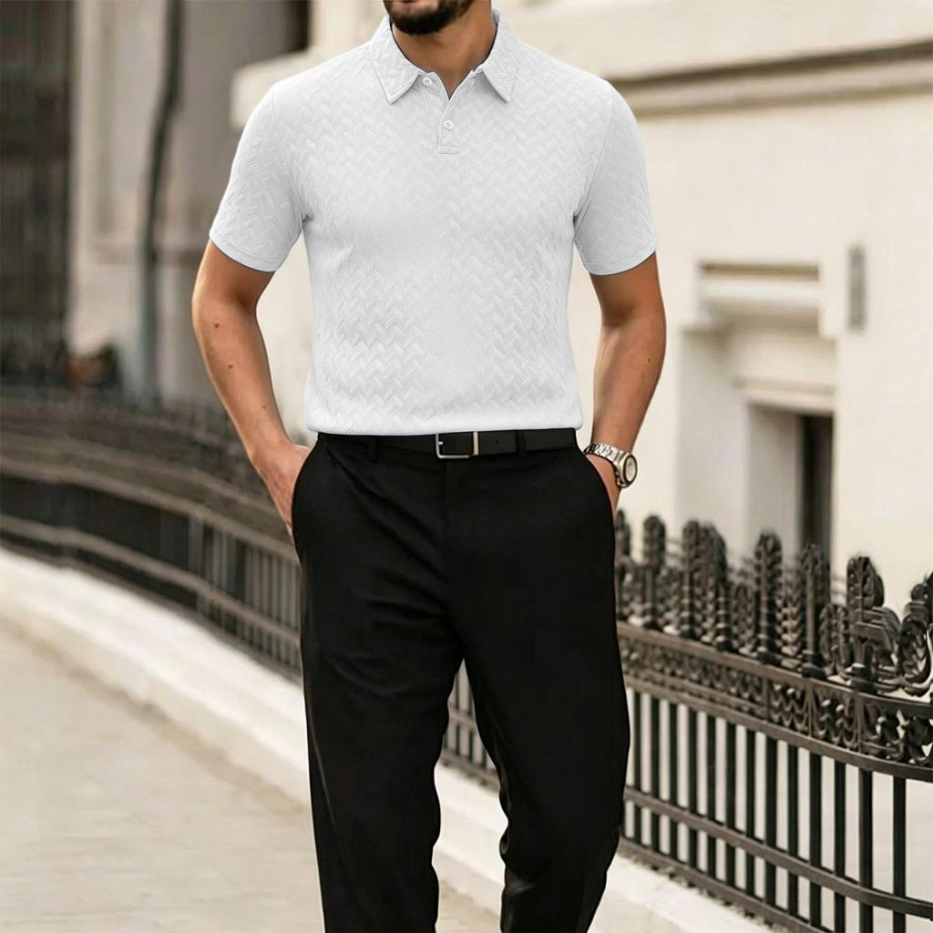 Men's Summer Short Sleeve Polo Shirt Casual Lightweight Breathable Fabric Soft Texture Comfortable Fit Classic Collar Design