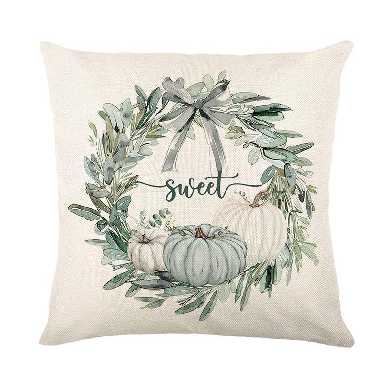 Autumn Pumpkin Pillow Cover Harvest Series Polyester Letter Print Sofa Decorative Cushion Cover Bedroom Cushion