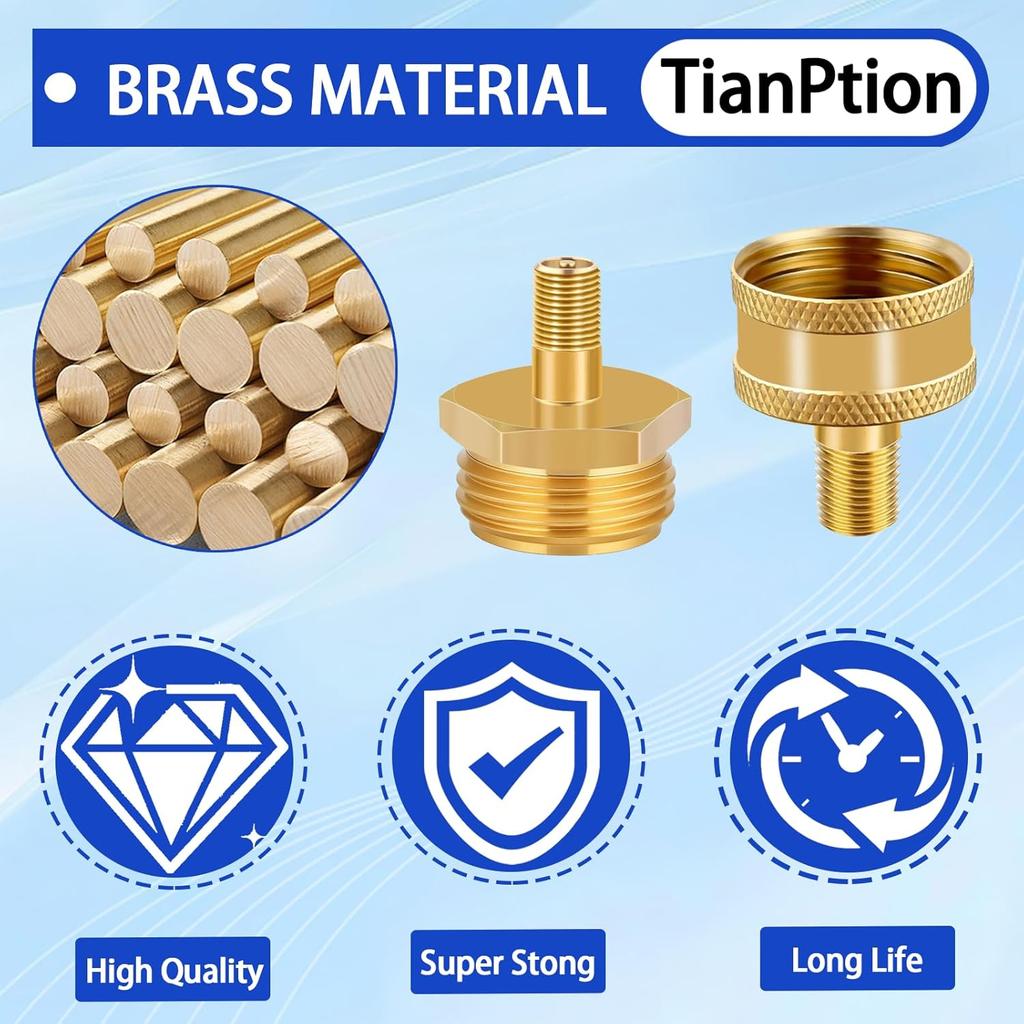 RV Blow Out Plug For Winterization - Brass Sprinkler Water Blow-Out Adapter With Schrader Valve To 3/4'' GHT Garden Hose Connection Winterizing