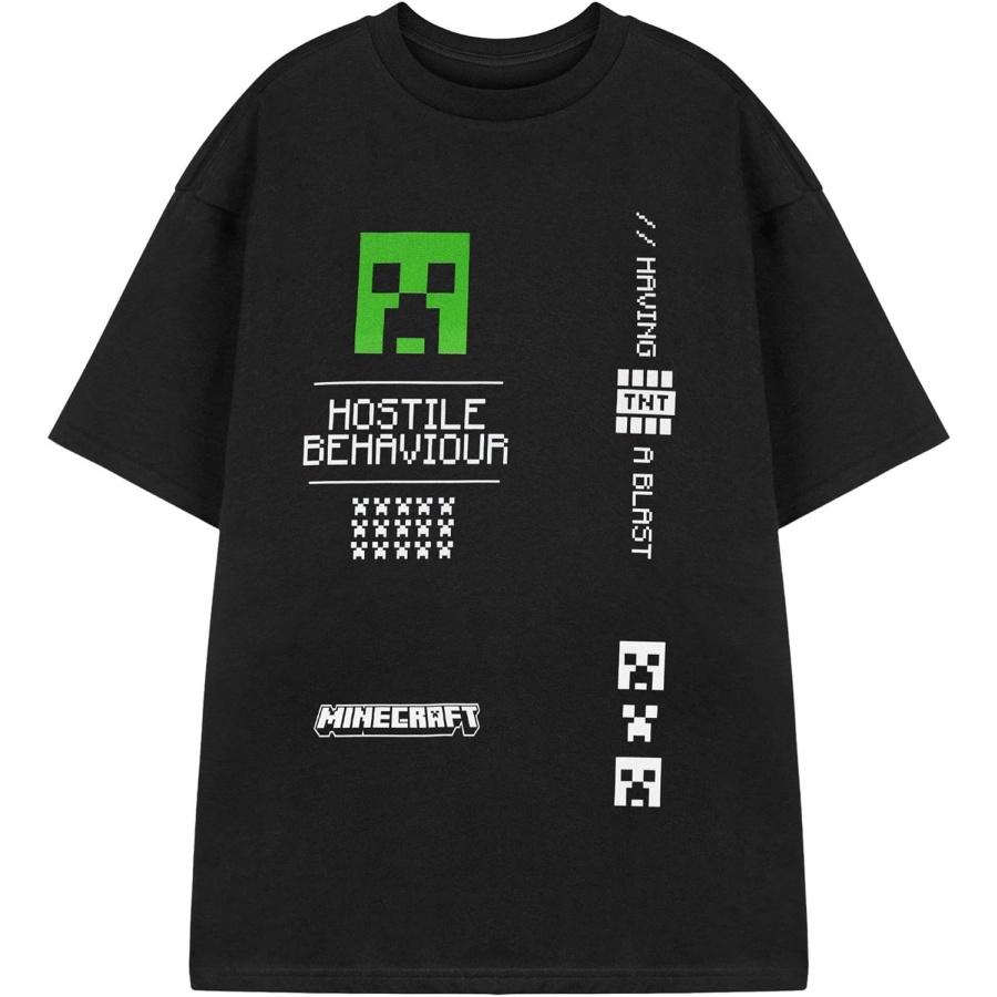 Мужская черная футболка с принтом Minecraft Creeper _ Футболка по видеоигре «Враждебное поведение» _ Топ в классическом игровом стиле _ С коротким рукавом S чёрный