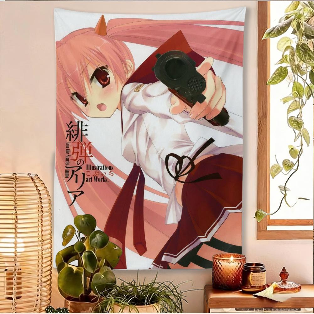 Anime Aria H Kanzaki Tapestry Pink Twin‑tails Girl Wall Hanging Cloth Poster Home Decor Background For Bedroom Dorm Living Room