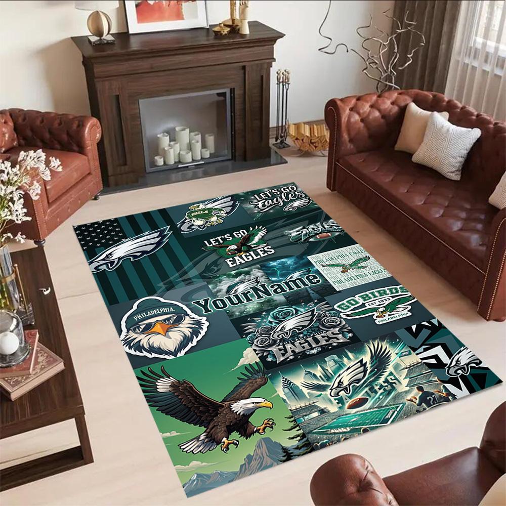 Philadelphia Eagles Customizable Name Area Rug Perfect For Outdoor Living Rooms Study Room Hallway Antislip Rug Decorate Offices