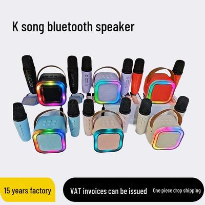 Portable K-song Bluetooth Speaker with Dual Microphones, Karaoke KTV, and Ambient Light for Outdoor Use