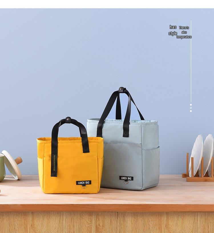 Beilian PEVA Insulated Lunch Bag for Office Workers, Waterproof High-Capacity Handheld Lunch Box with Ice Pack.