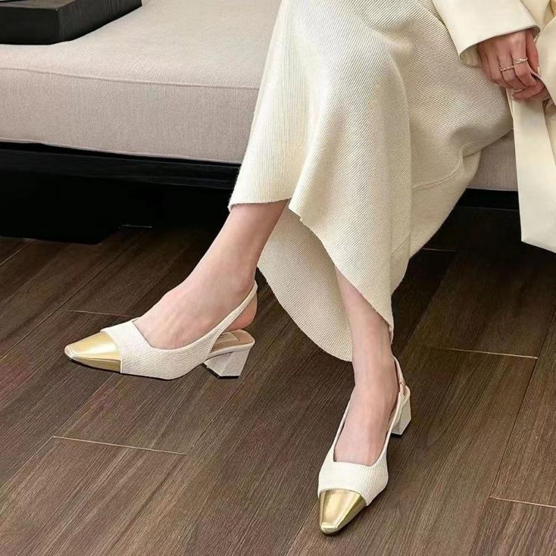 Women Shoes French Single Shoes Designer Metal Toe Banquet Dress Shoe Summer Backless Sandals for Women Mary Jane Sandal