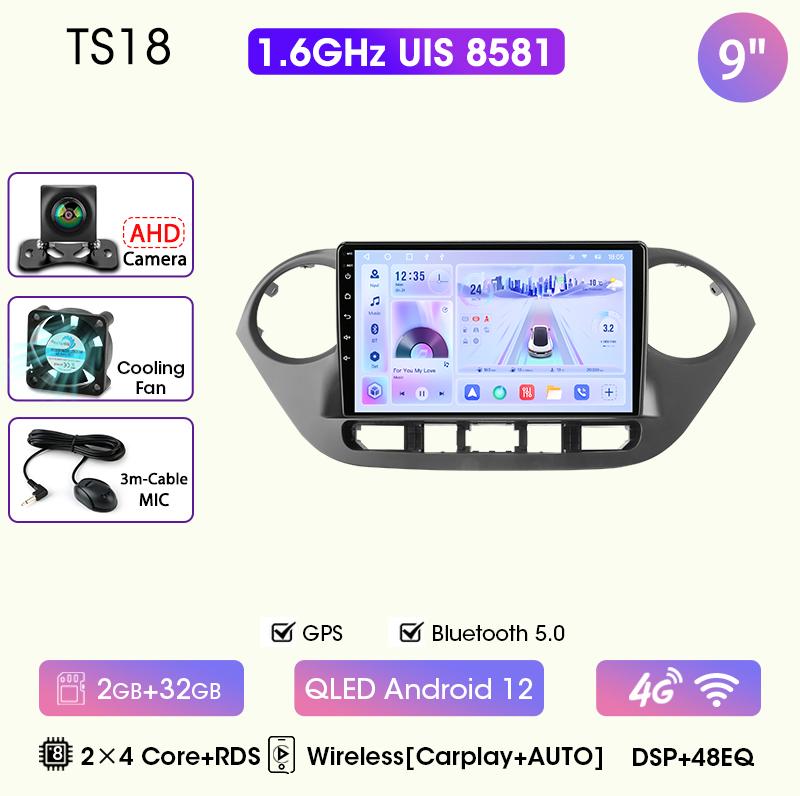 9" Car Radio For Hyundai Grand I10 I 10 2013 2014 2015 2016 2017 2018 Android12 Carplay Auto Multimidia Video Player Head Unit