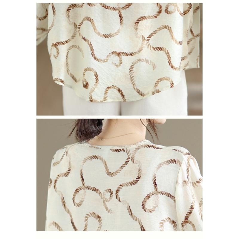 DIMANAF 2026 Women Plus Size New Summer Blouse Shirt Thin Casual Loose Lady Tops Print Shirts