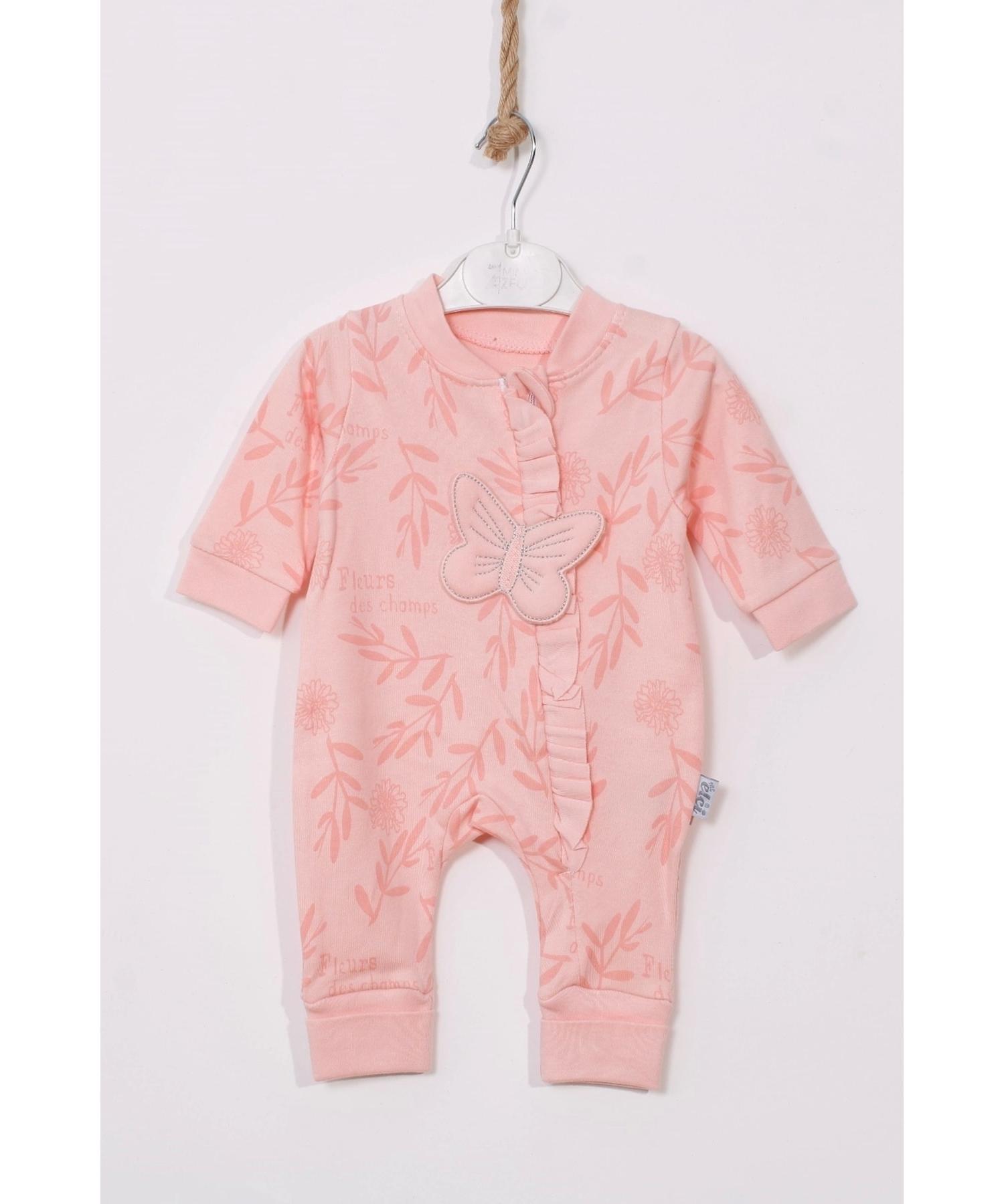 

Butterfly Embroidered 100% Cotton Footed Baby Girl Rompers