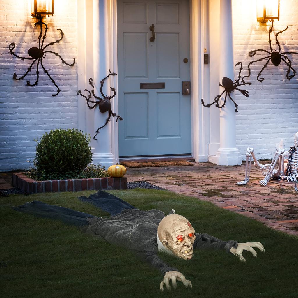 5.2ft Life Size Outdoor Halloween Decoration Crawling Zombie, Animated Prop Decor with Sound and Motion Activated, Light Up Eyes, Howling Sound