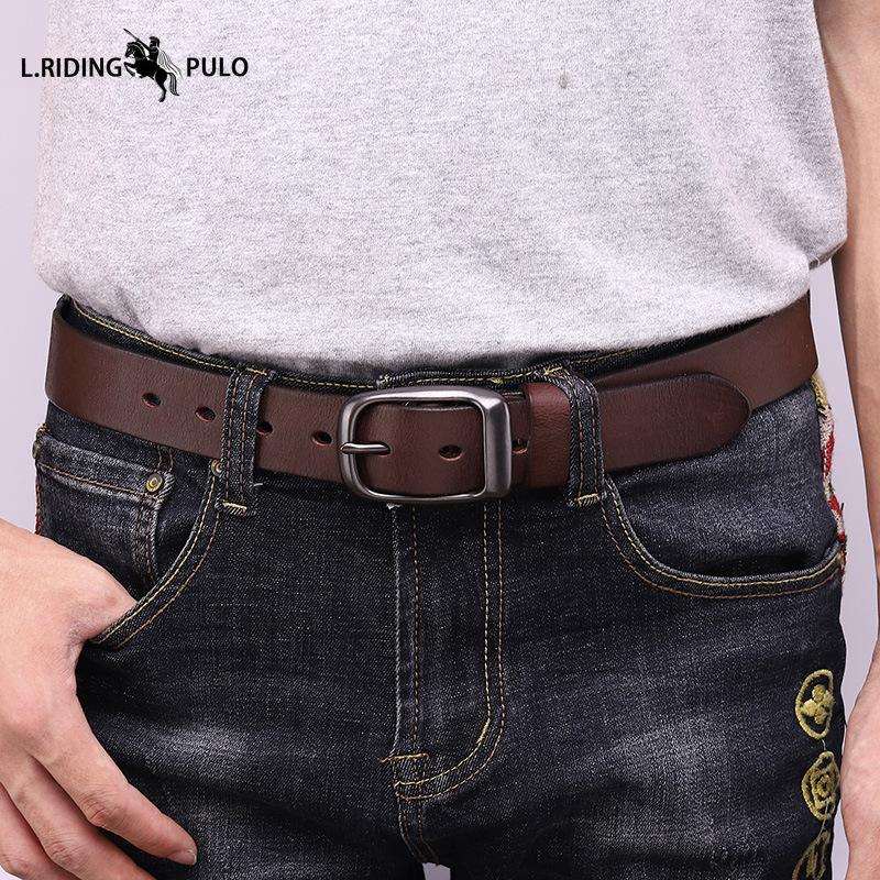 Men's Top Layer Pure Cowhide Belt Genuine Leather Pin Buckle Retro Fashion Trend Jeans Belt