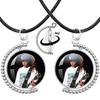 Neue Halskette Tokio Hotel Retro Rockband Pop Bill Kaulitz Band Glas Doppelseitig Drehbar Anhänger Halskette Schmuck Anhänger Fans