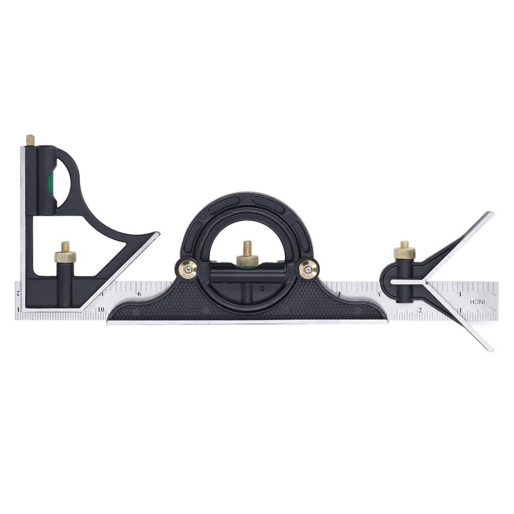Stainless Steel Combination Square Ruler Silver Multifunctional Gauge Angle Measuring