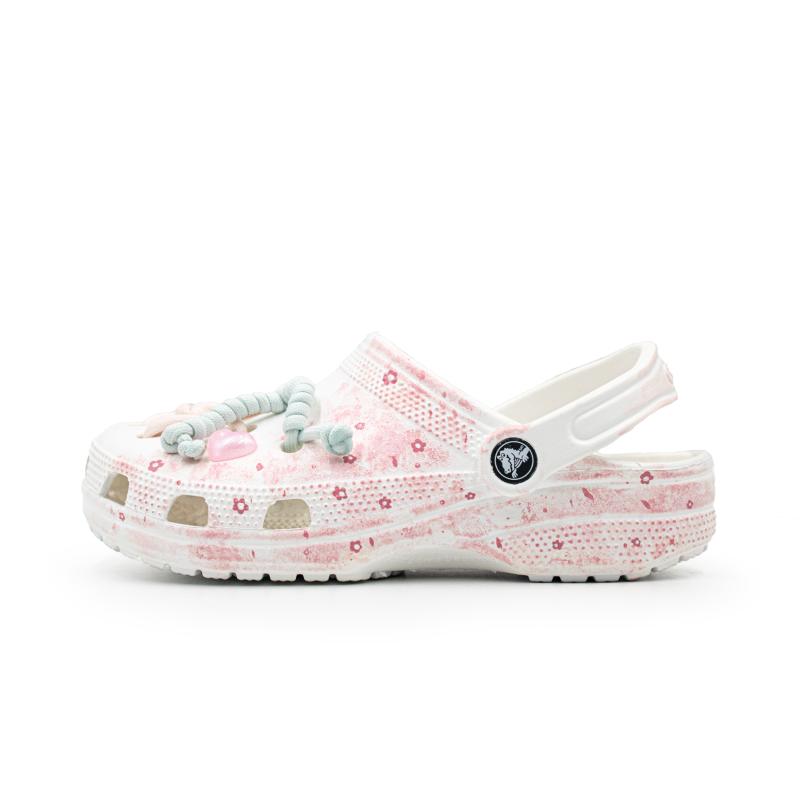 Crocs Classic clog Hanami Love Letter EVA Sweet Versatile Hole Shoes Unisex White