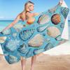 Blue Shell Series Digital-printed Polyester Superfine Fiber Double-sided Fleece Beach Vacation Bath Towel, Beach Towel
