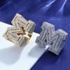 Hip Hop Zircon Letter Ring Men Gold/Platinum Sizes 7-10