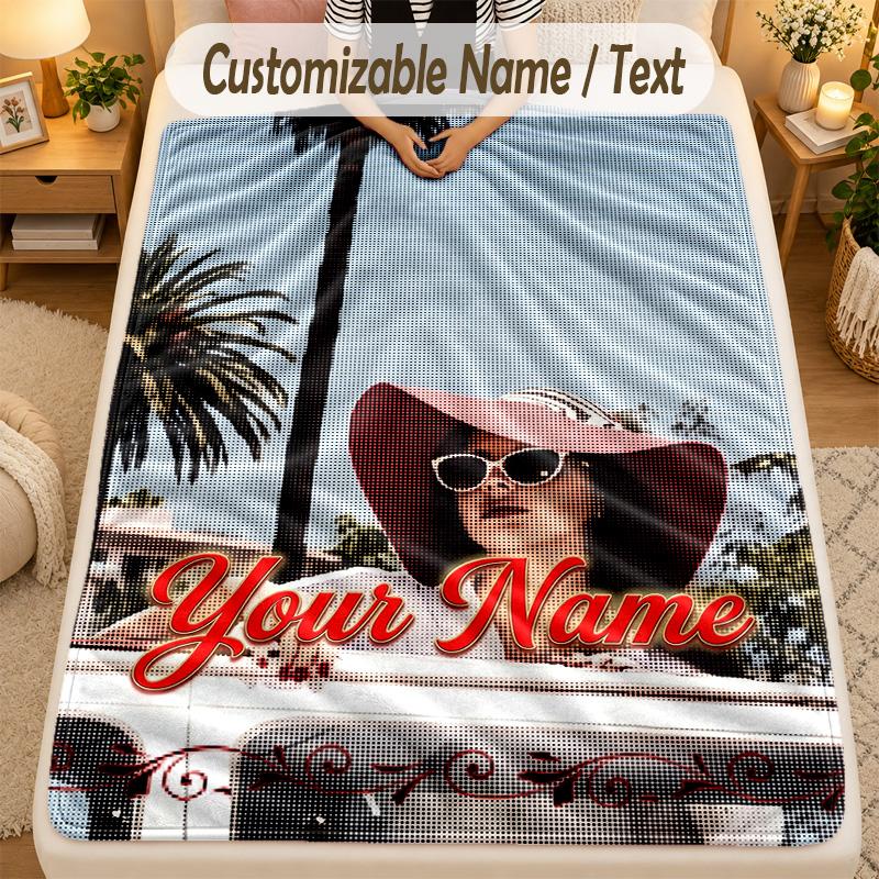 Flannel BlanketLana Del Rey Custom Name Text Personalized Soft Warm Throw Blanket Home Decor Gift